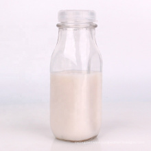 240ml 8oz clear square glass bottles milk vintage style with cap for coffee tea juice